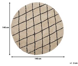 Nowoczesny dywan długowłosy w romby okrągły 140 cm beżowo-czarny Midyat II Beliani