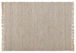 Ręcznie tkany dywan chodnik jutowy bawełna beżowy 140 x 200 cm frędzle Zerdali Beliani