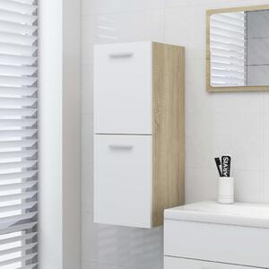 Szafka łazienkowa, biel i dąb sonoma, 30x30x80 cm, płyta
