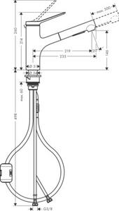 Bateria kuchenna stojąca HANSGROHE Zesis M33 150 2Jet z wyciaganą wylewką Chrom 74800000