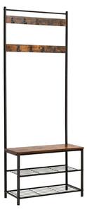 Metalowa ścianka do przedpokoju TAYLOR 72x175 cm, czarna/rustykalny brąz