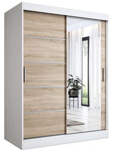 Szafa przesuwna 150 cm biel + dąb sonoma B9-L87