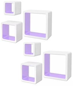 Zestaw biało-fioletowych półek ściennych - Luca 3X