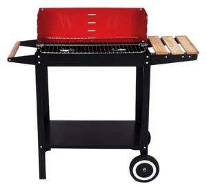 Grill ogrodowy na węgiel drzewny BBQ 87x35 cm, czarny/czerwony