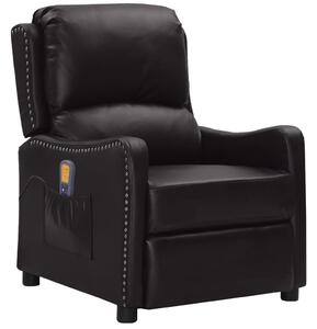 Fotel masujący, czarny, sztuczna skóra z połyskiem