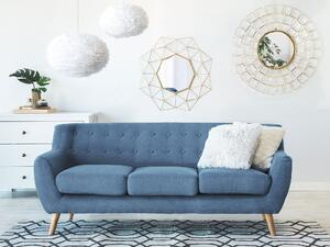 Sofa trzyosobowa do salonu w stylu retro pikowana z guzikami niebieska Motala Beliani
