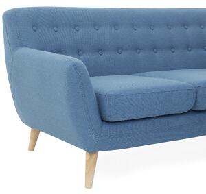 Sofa trzyosobowa do salonu w stylu retro pikowana z guzikami niebieska Motala Beliani
