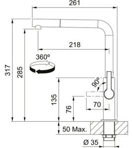 Bateria kuchenna stojÄ ca FRANKE Maris Slim L Pull-Out z wyciÄ ganÄ wylewkÄ Chrom 115.0728.393