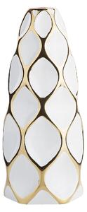 Nowoczesny wazon dekoracyjny ceramiczny niski biały ze złotym Avila Beliani
