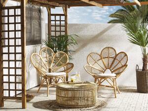 Zestaw balkonowy beżowy 2 krzesła 1 stolik kawowy rattanowy Florentine / Limni Beliani