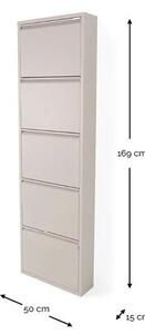 Szarobrązowa metalowa uchylna szafka na buty 50x169x15 cm Billy – Spinder Design