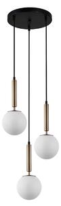 RAVENA lampa wisząca czarno-złota kaskada klosze białe kule 3xE27 PND-2324-3A GD+OPAL