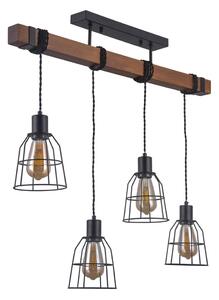 REDA lampa sufitowa loft klosze druciane na drewnianej belce 4xE27 PND-4793-4-L