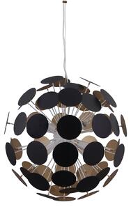 MAILONE lampa wisząca przestrzenna czarna klosz ze czarno-złotych kółek 6xE14 AD20180/6C BL+G