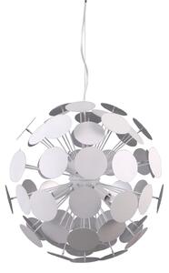 MAILONE lampa wisząca przestrzenna biała klosz ze srebrnych kółek 6xE14 AD20180/6 WH+SILV
