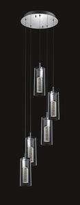 VERIZON lampa wisząca kaskada chrom klosze przeźroczyste z piaskowanymi płytkami 5xMR11 MD109003-5B
