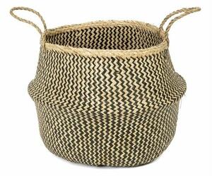 Compactor Kosz do przechowywania pleciony z trawy morskiej Belly, 45 x 36 cm, czarny, L