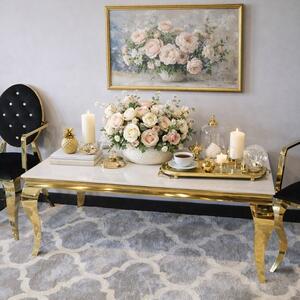 Ława glamour Ludwik Gold - stal szlachetna złota blat kamienny nowoczesny
