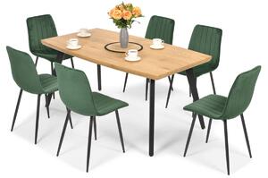Meble do jadalni 6-osobowe: stół BREMA i krzesła SOFIA - ciemnozielone