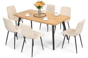 Meble do jadalni 6-osobowe: stół BREMA i krzesła SOFIA - beżowe