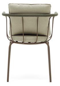 Zielono-beżowe metalowe krzesło ogrodowe Salguer – Kave Home