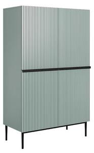 Kredens Nicole z metalowymi uchwytami i nogami 100 cm - szałwia / czarne nóżki - Limitowana oferta