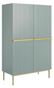 Kredens Nicole z metalowymi uchwytami i nogami 100 cm - szałwia / złote nóżki - Limitowana oferta