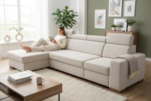 Narożnik OH Phoenix ZF1 Standard — elegancki model z funkcją spania i regulowanymi zagłówkami