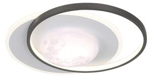 DESULO plafon księżyc z czarną obręczą LED 30W CCT PLF-02727-S-BK