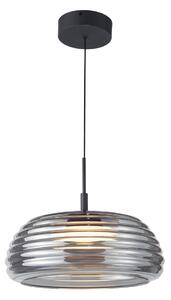 LOCULI lampa wisząca czarna klosz dymiony falowany LED 20W 3000K PND-24040-BK-SG