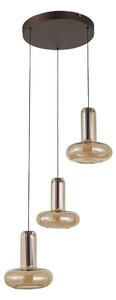CAROTE lampa wisząca miedziana klosze bursztynowe szklane LED 16W 3000K PND-24011-3-COPP