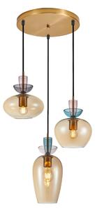 FANDA lampa wisząca klosz bursztynowy różowy niebieski szary 3xE27 PND-31882-3A-GD-AMB