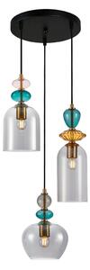 BUSCO lampa wisząca różne klosze szare kolorowe ozdoby szklane 3xE27 PND-30263-3A-BRO-SG