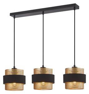 BANS lampa wisząca abażury złoty metal perforowany + czarna tkanina 3xE27 PND-27467-3-BK-GD