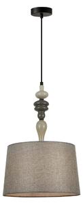 NEROM lampa wisząca czarna z porcelaną abażur szary 34cm 1xE27 PND-22374A-BK