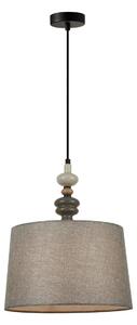 NEROM lampa wisząca czarna z porcelaną abażur szary 34cm 1xE27 PND-22374B-BK