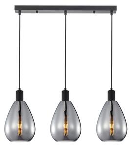 ZULO lampa wisząca czarna klosze dymione krople 3xE27 PND-27812-3-BK-SG