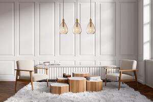 ZULO lampa wisząca czarno-złota klosze bursztynowe krople 3xE27 PND-27812-3-BRO-AMB