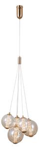 BUTERO lampa wisząca złota klosze kule bursztynowe w kiści LED 20W 3000K PND-34359-5-HBR-AMB