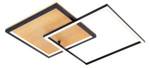 NORIS plafon asymetryczny czarny LED 28W 3000K z drewnem sosnowym PLF-82738-28W-WO