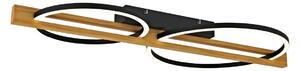 NATANO plafon czarne ringi LED 28W 3000K z drewnem sosnowym PLF-55362-25W-WO