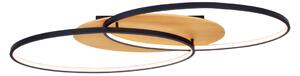 PORASO plafon czarne elipsy LED 24W 3000K z drewnem sosnowym PLF-93439-24W-WO