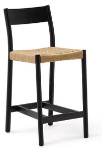Czarny hoker z litego drewna dębowego (wysokość siedziska 65 cm) Yalia – Kave Home