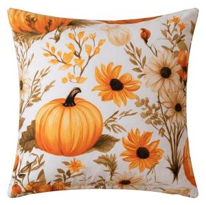 Poszewka na poduszkę z mikrofibry FLOWERS AND PUMPKINS 45x45 cm, pomarańczowy