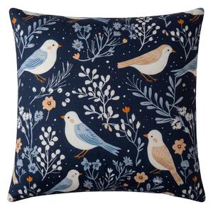 Poszewka na poduszkę z mikrofibry DENIM BIRDS 45x45 cm, niebieska