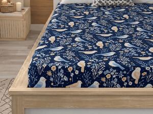 Prześcieradło z mikrofibry DENIM PTACY niebieskie 90x200 cm