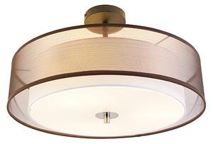 Nowoczesna lampa sufitowa brązowa z białymi lampkami 50 cm 3 - Drum Duo Oswietlenie wewnetrzne