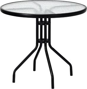 Okrągły stół ogrodowy ze szklanym blatem ISLAND 90 cm, czarny