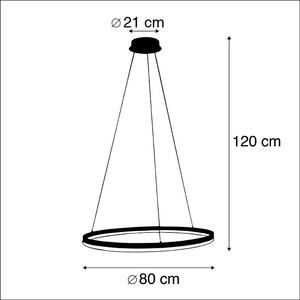Designerska lampa wisząca w kształcie pierścienia czarna 80 cm z diodą LED i ściemniaczem - Anello Oswietlenie wewnetrzne