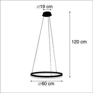 Designerska lampa wisząca w kształcie pierścienia czarna 60cm z diodą LED i ściemniaczem - Anello Oswietlenie wewnetrzne